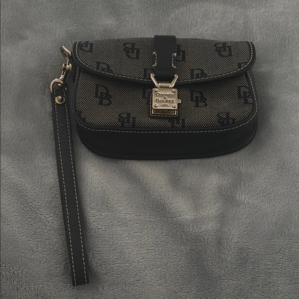 Dooney & Bourke Black and Gray Clutch Wristlet